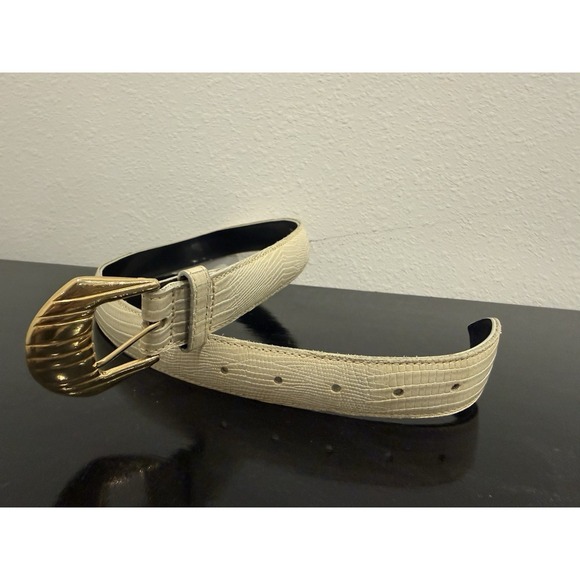 Jos A. Bank Other - Vintage Jos A Bank Men's Croc Embossed Ivory Leather Dress Belt Medium